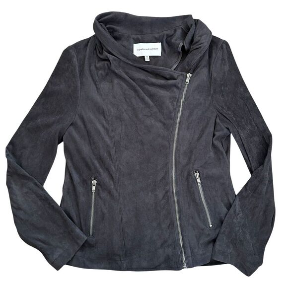 Cupcakes and Cashmere Feux Suede Moto Jacket Medium - Picture 3 of 10